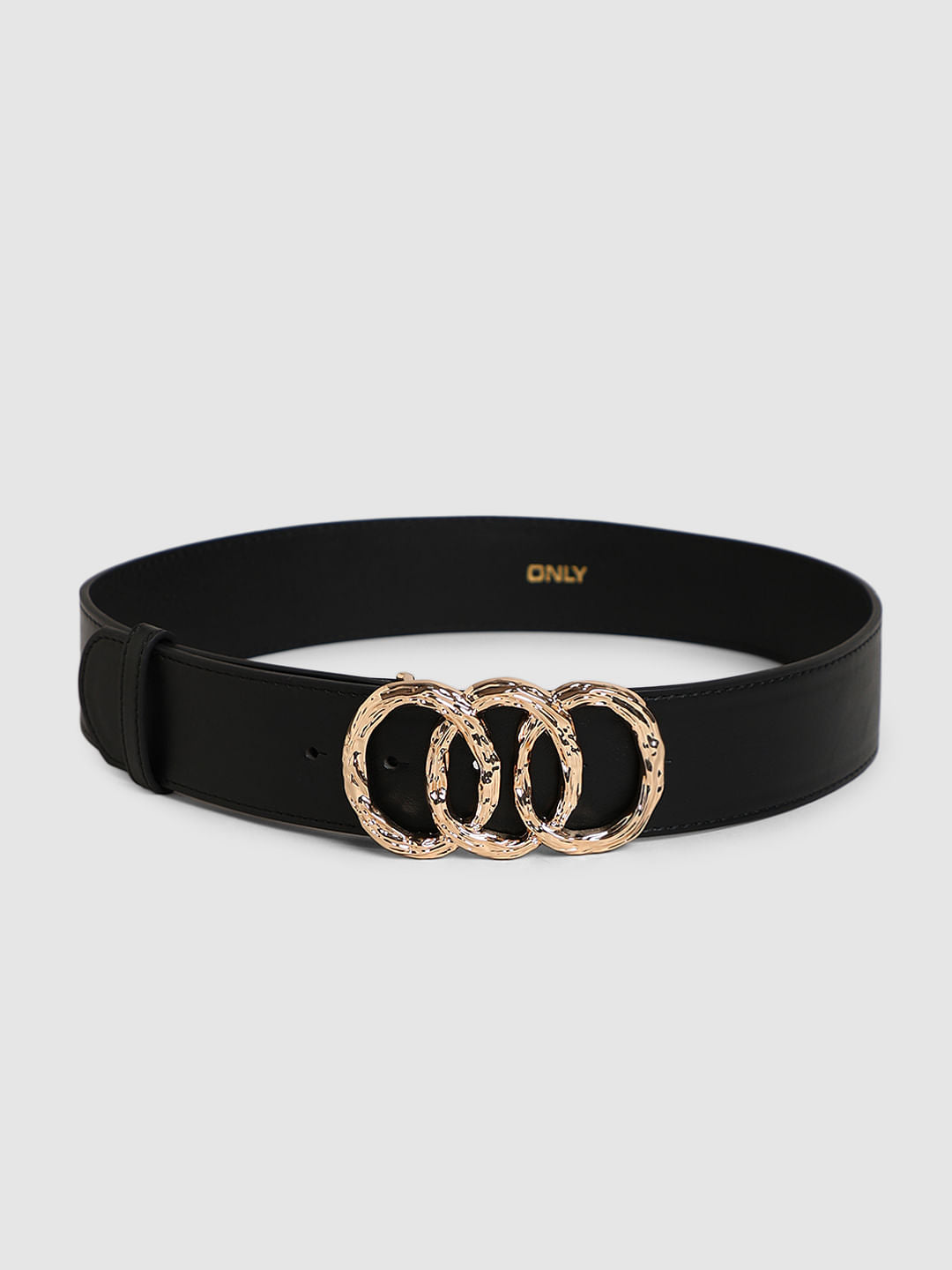 Black Textured Metal Buckle Belt