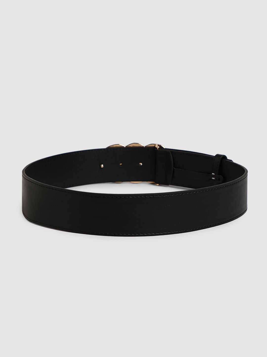 Black Textured Metal Buckle Belt