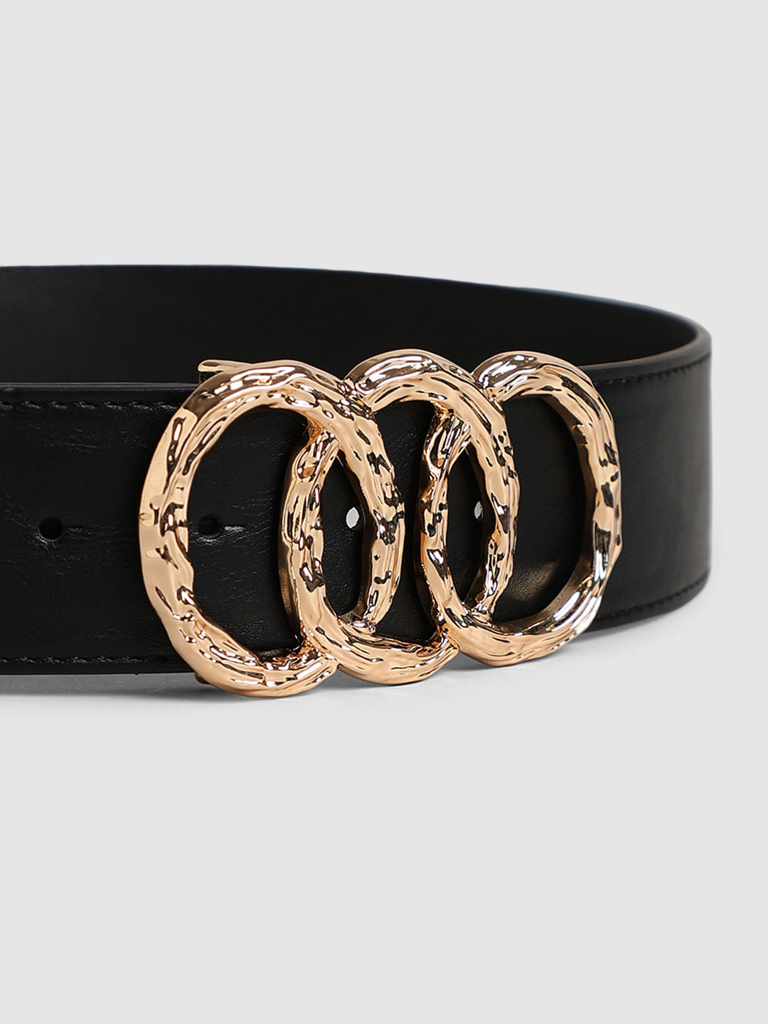 Black Textured Metal Buckle Belt