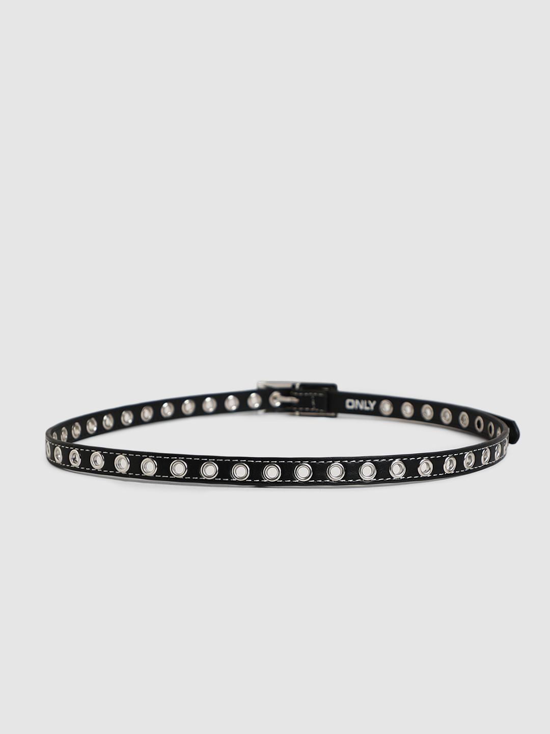 Black Narrow Eyelet Belt