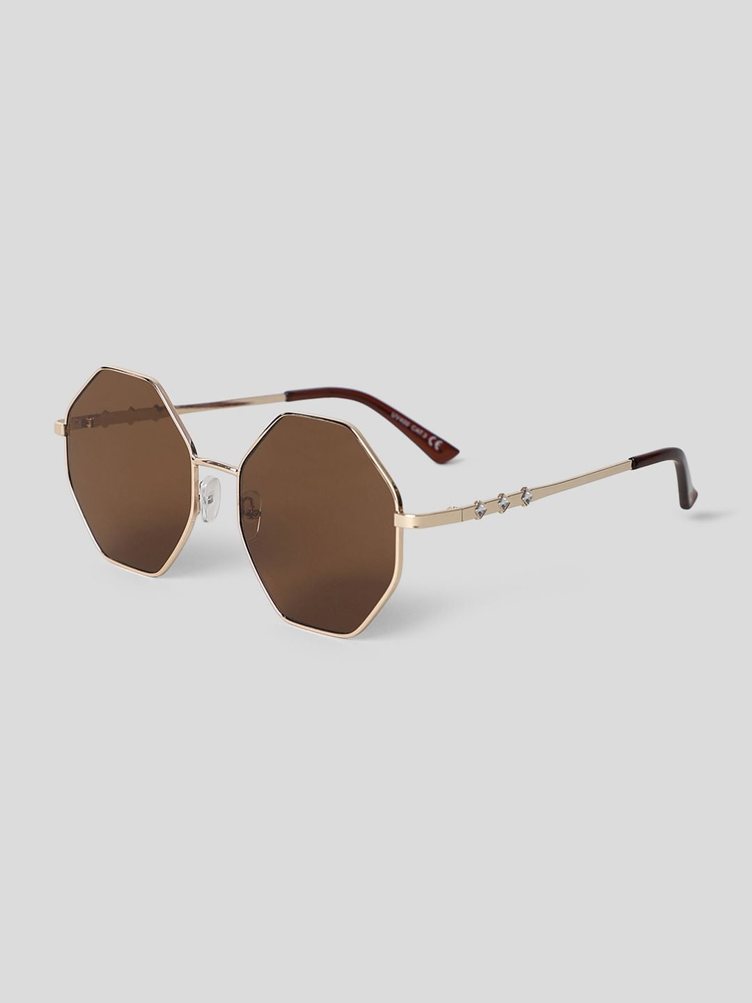 Brown Hexagonal Sunglasses