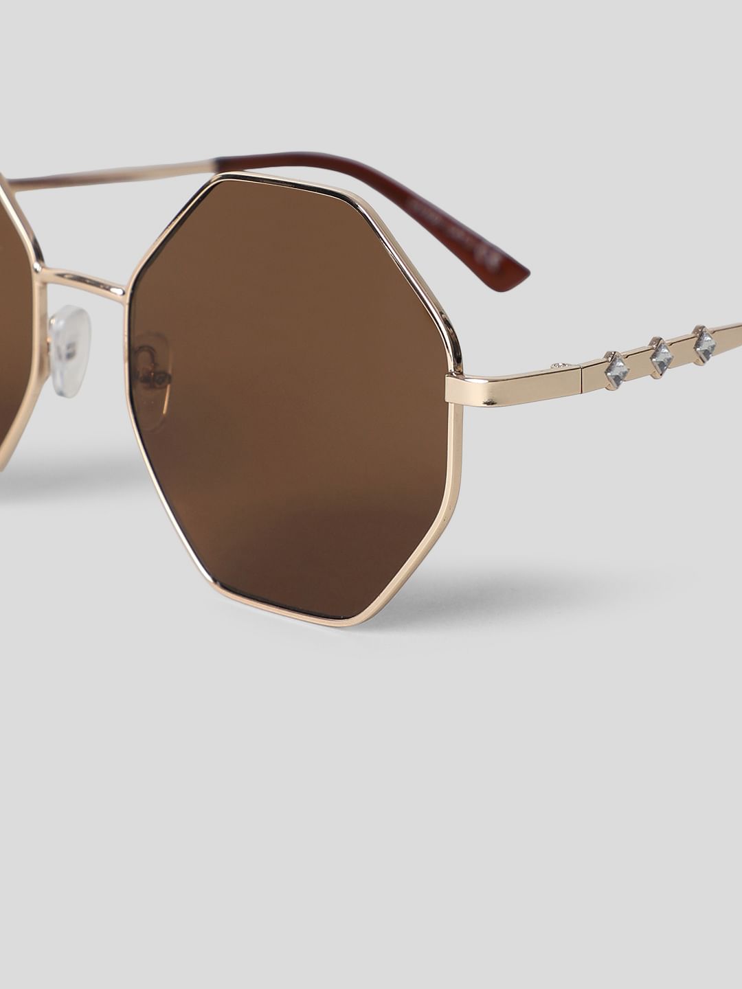 Brown Hexagonal Sunglasses
