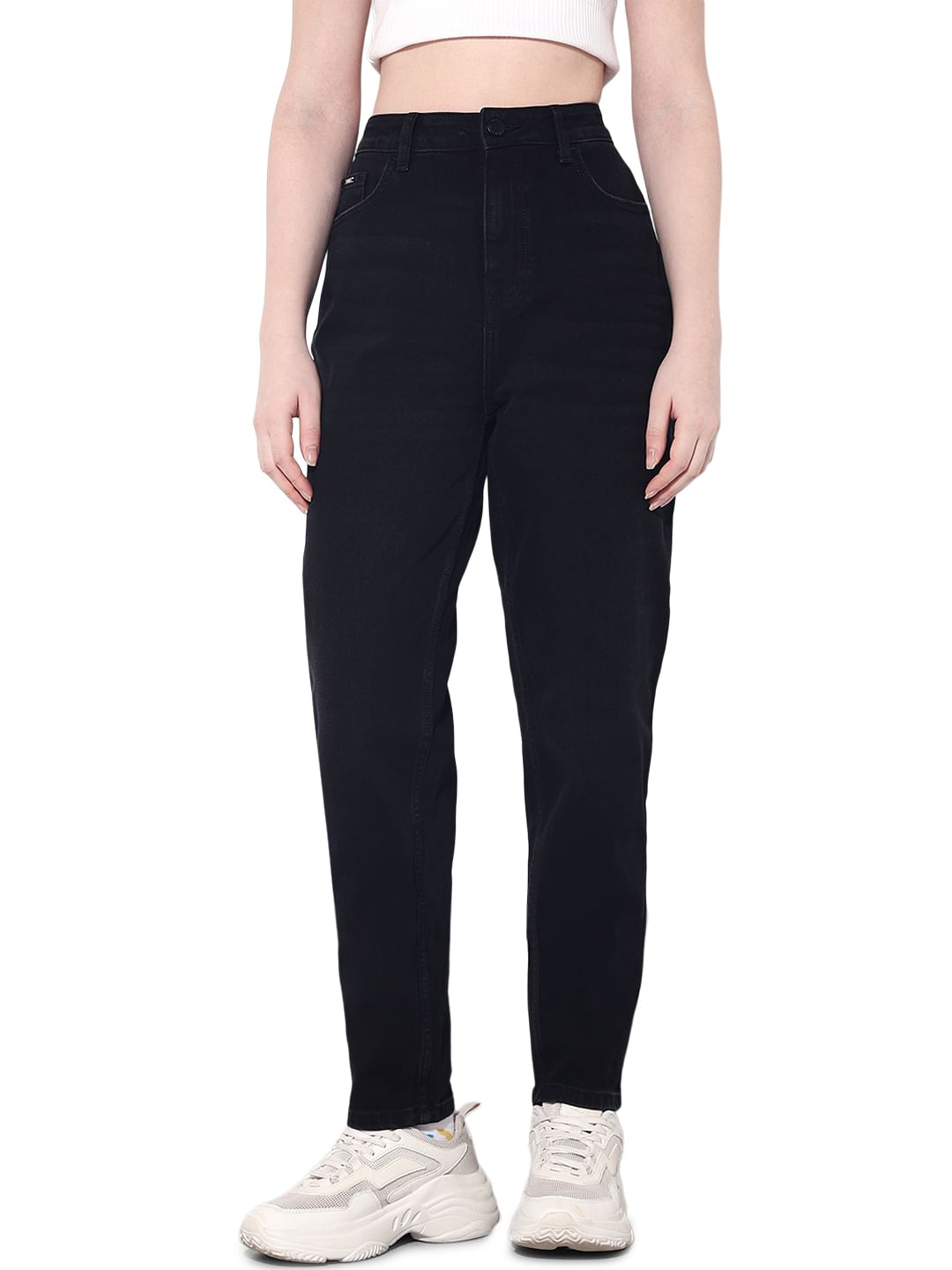 Black High Rise Mom Fit Jeans