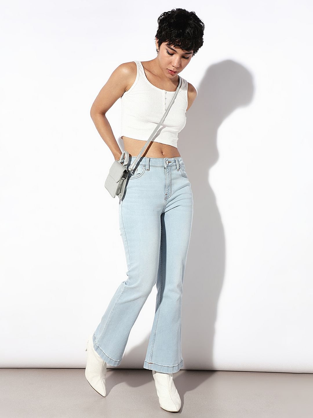 Light Blue High Rise Flared Jeans