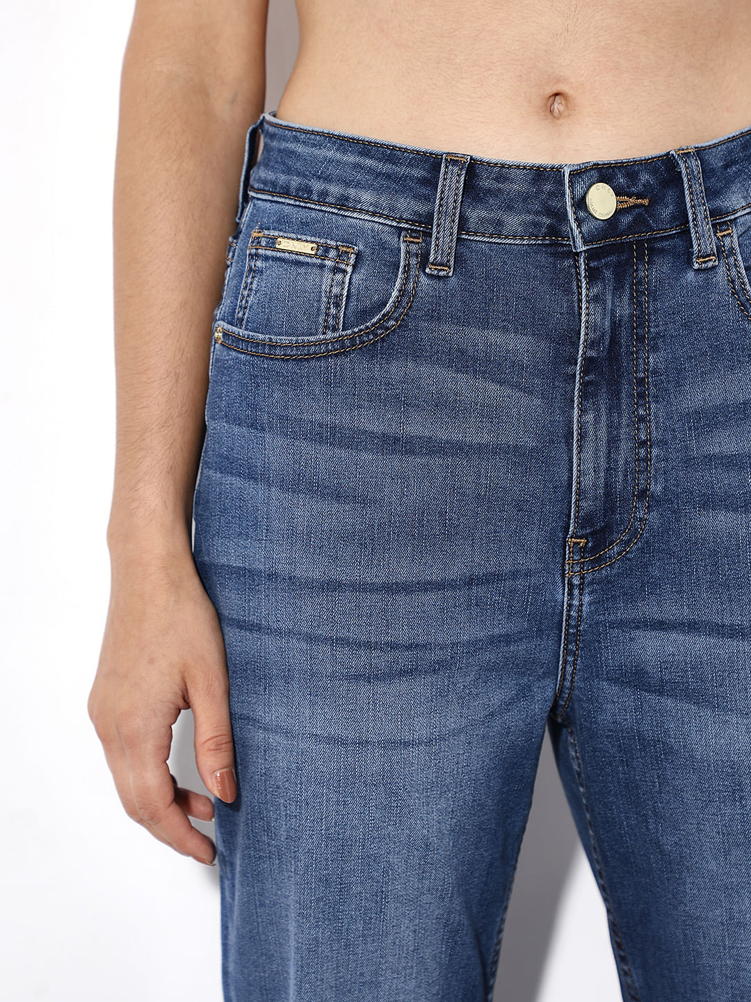 Blue High Rise Straight Fit Jeans