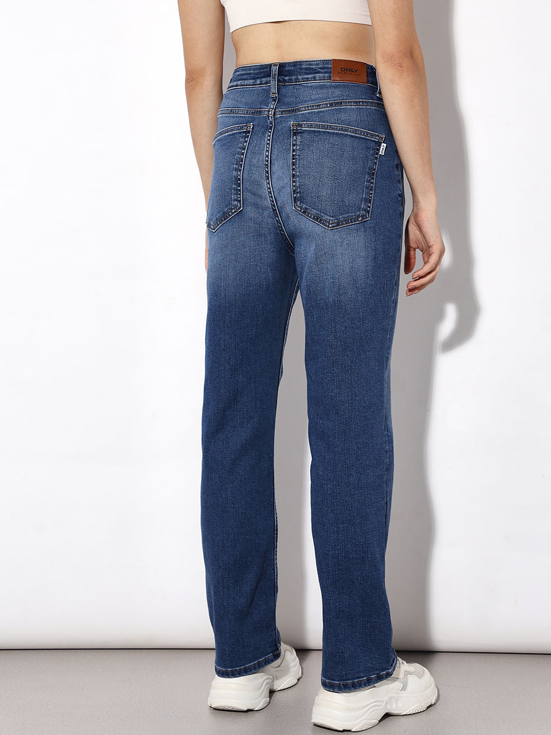 Blue High Rise Straight Fit Jeans