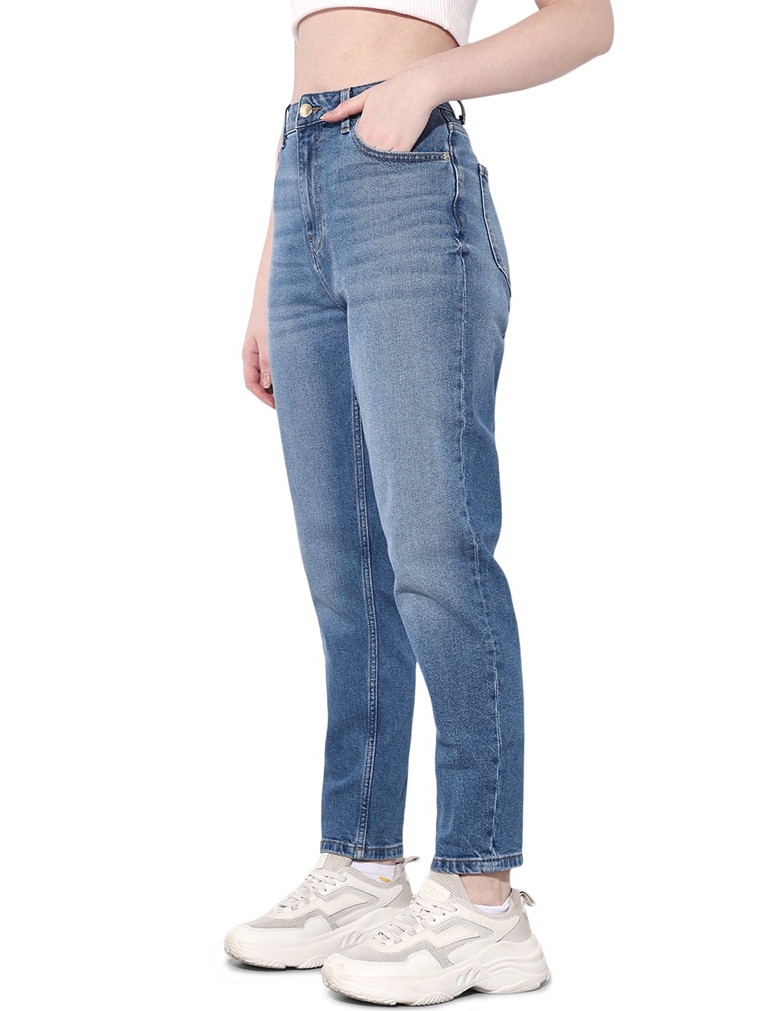 Light Blue High Rise Mom Jeans