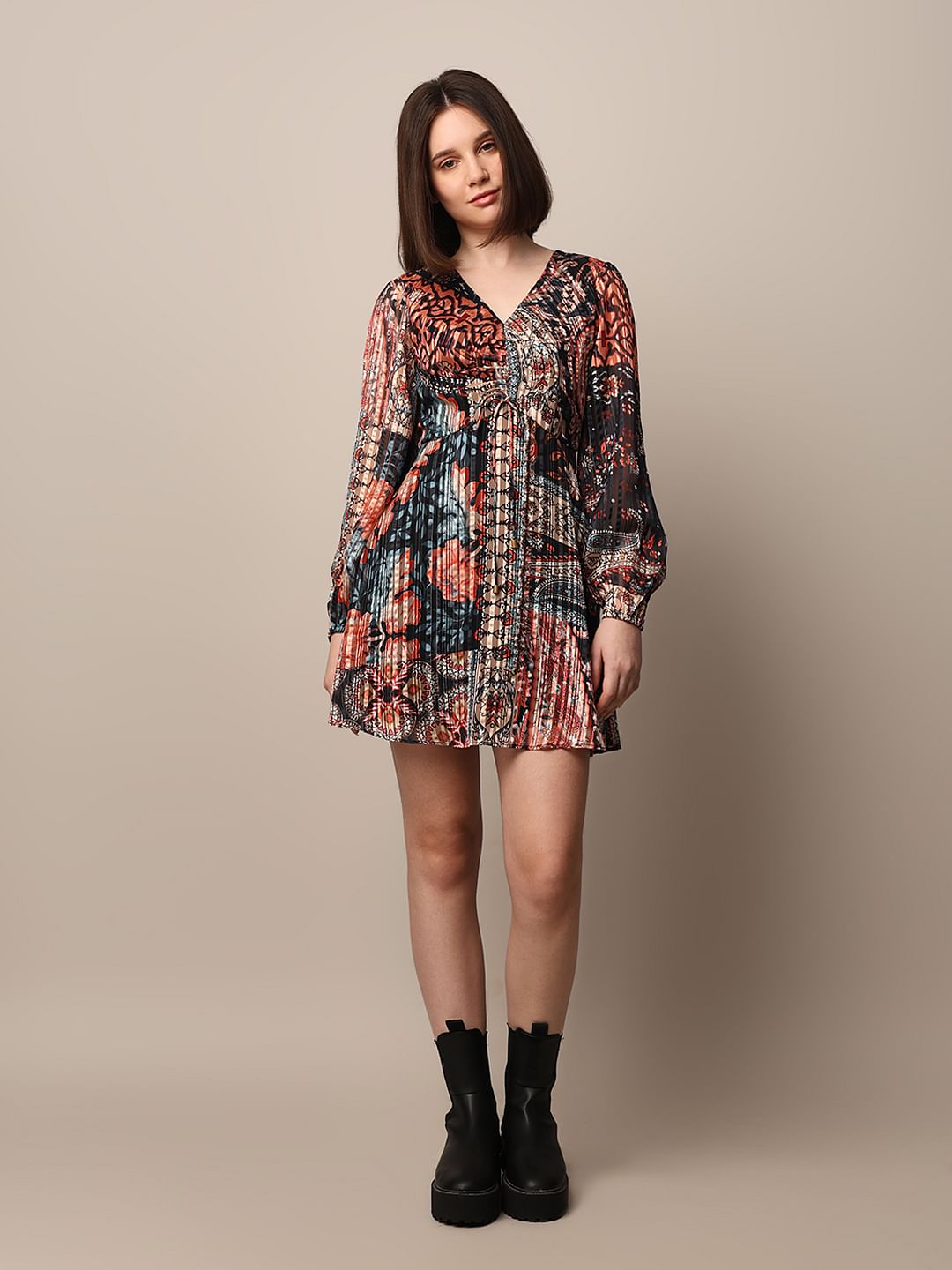 Multi-Colour Printed Mini Dress