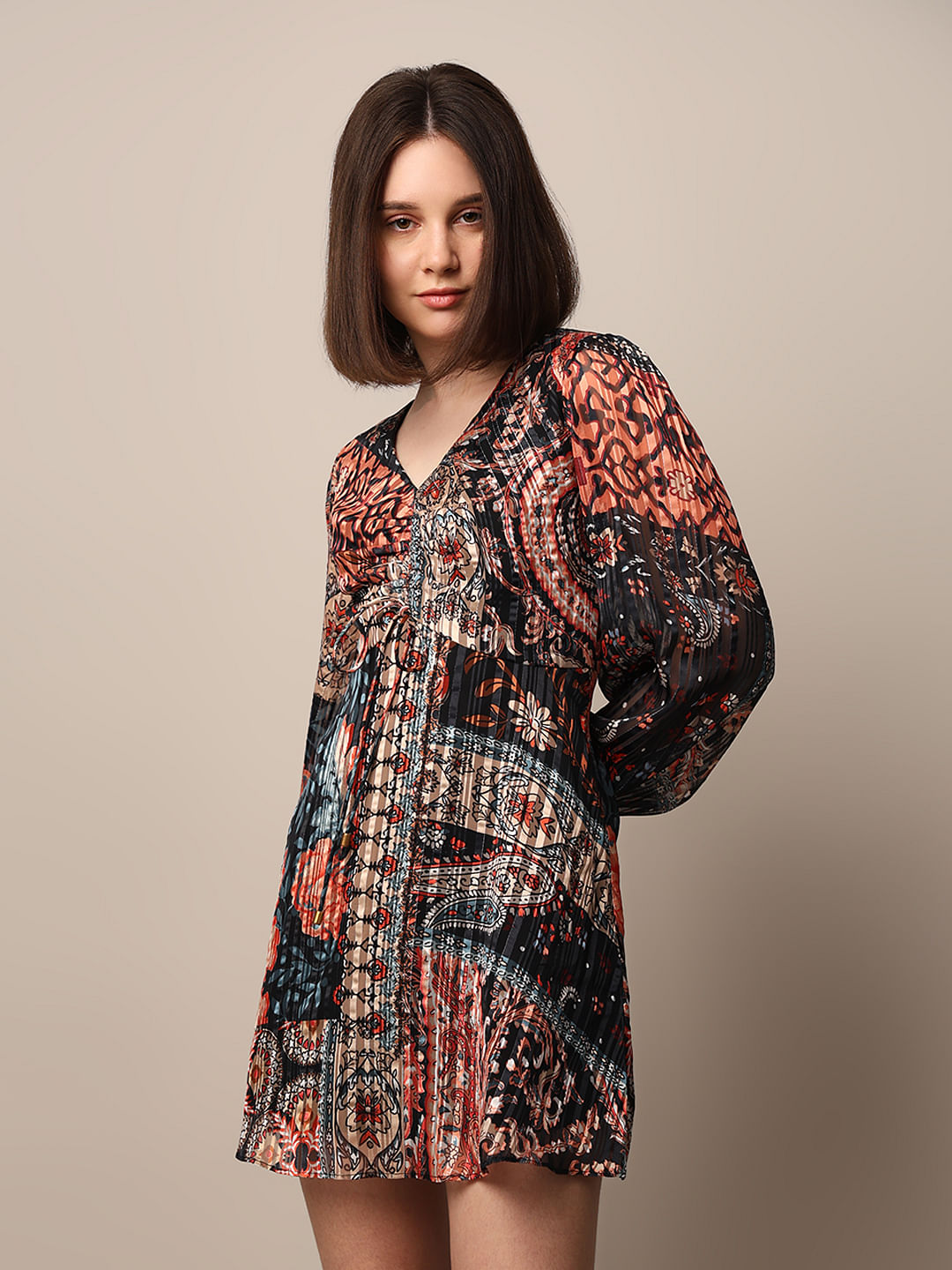 Multi-Colour Printed Mini Dress