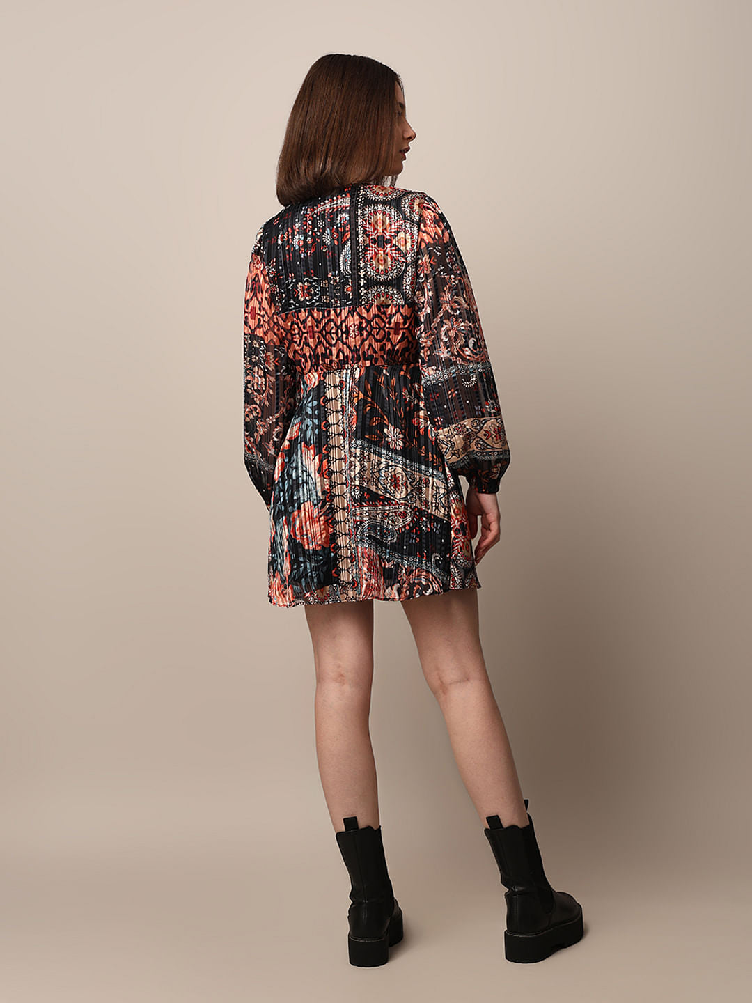 Multi-Colour Printed Mini Dress