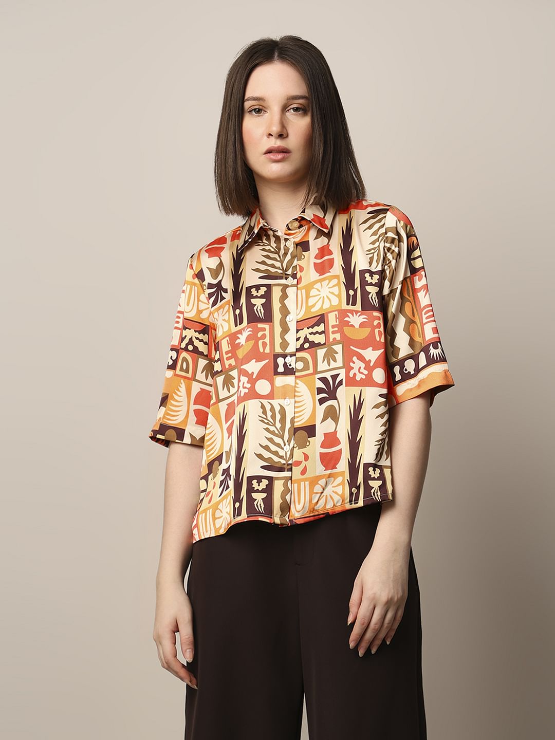 Orange Printed Shirt