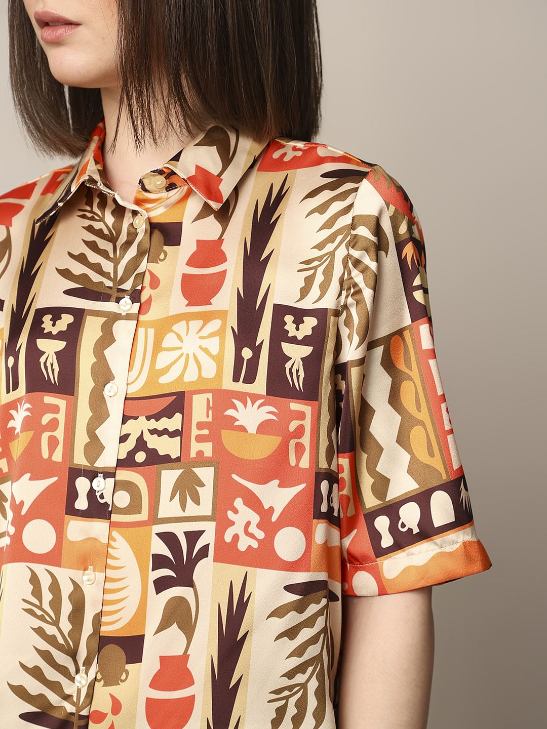 Orange Printed Shirt