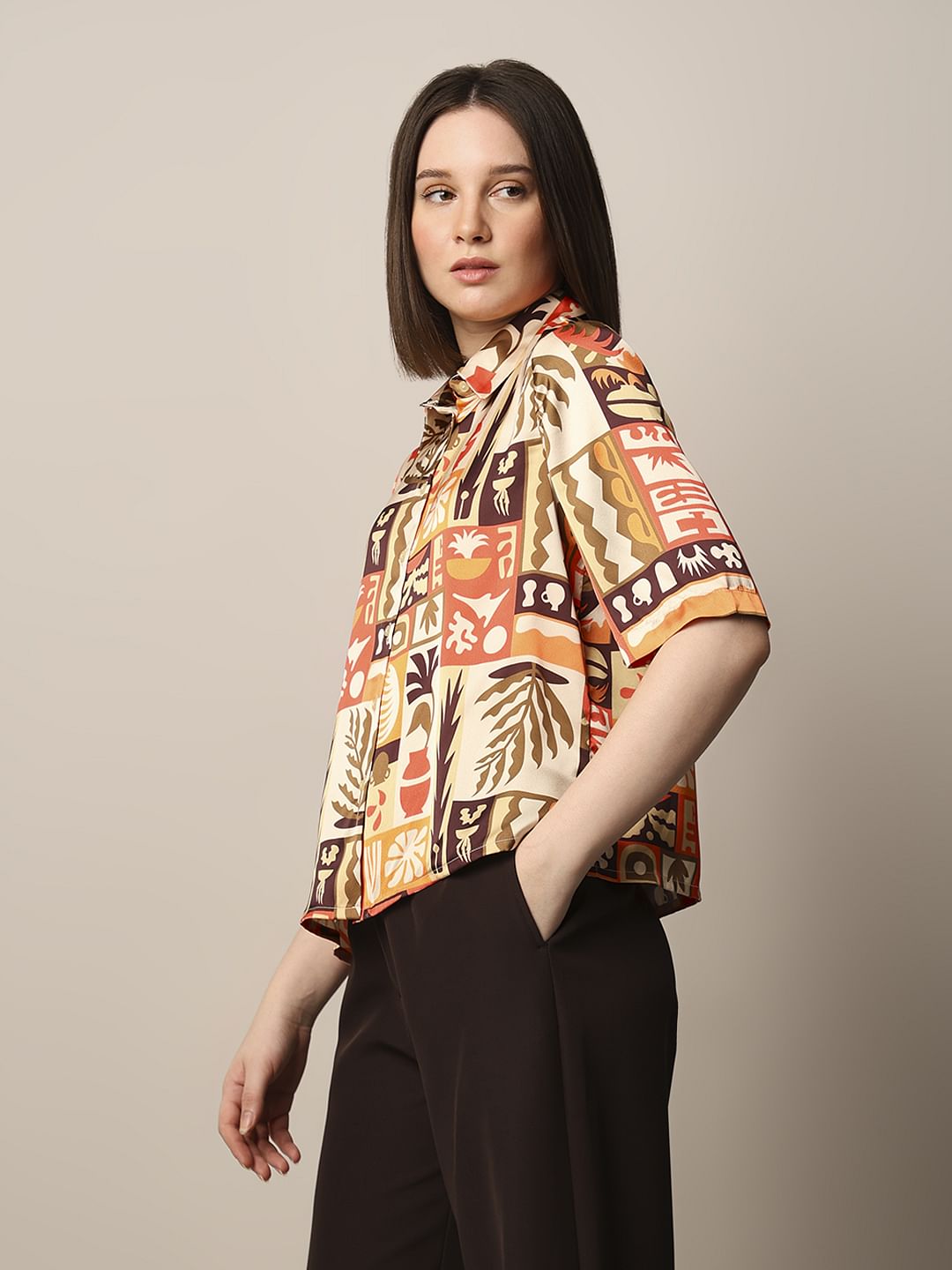 Orange Printed Shirt