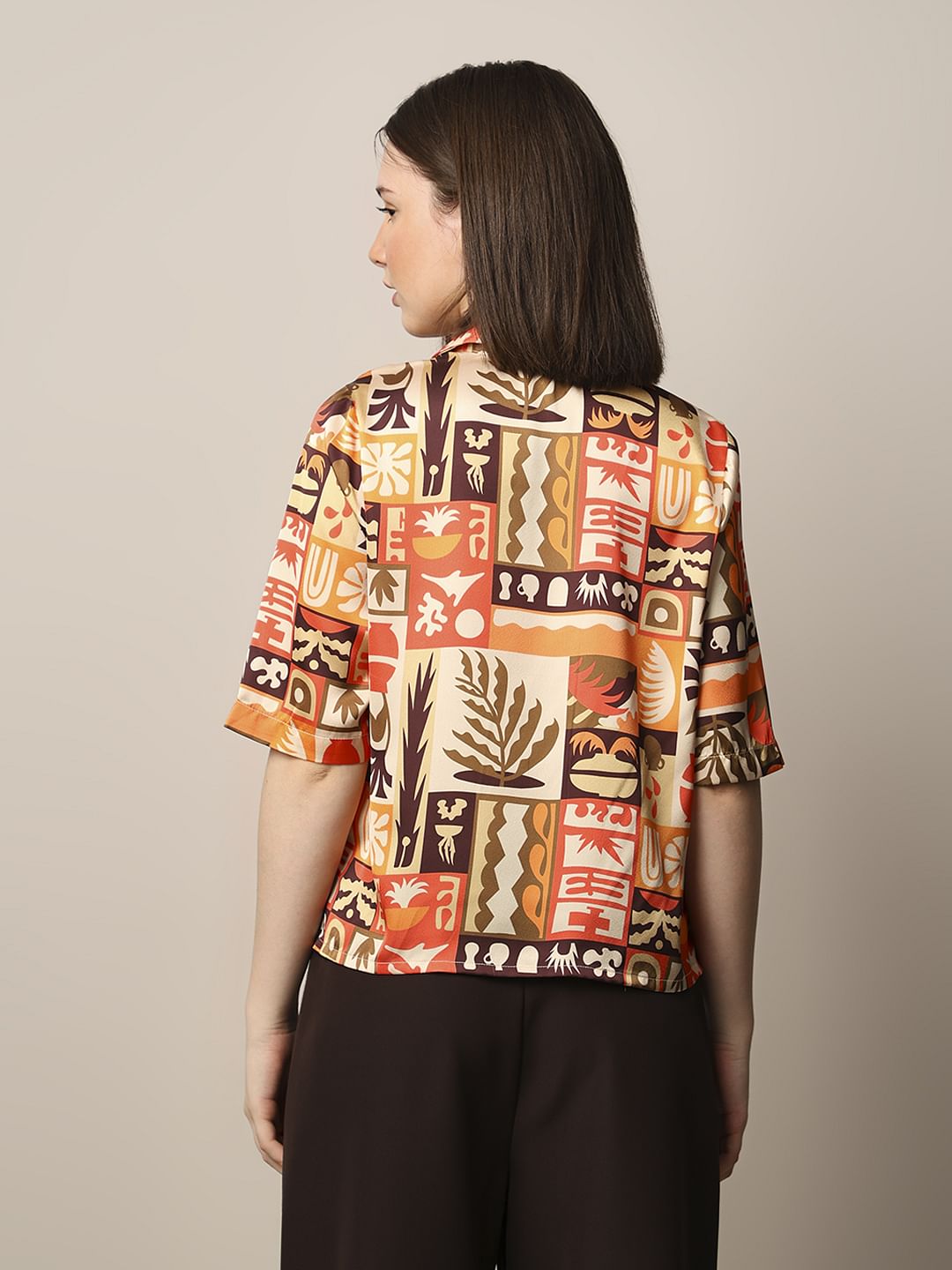 Orange Printed Shirt