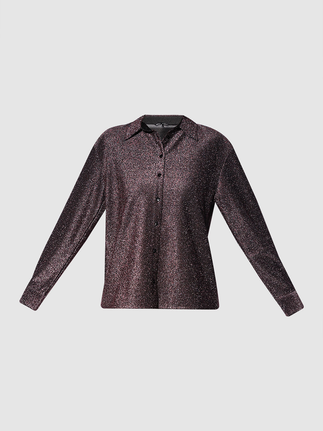 Burgundy Shimmer Co-Ord Set Shirt