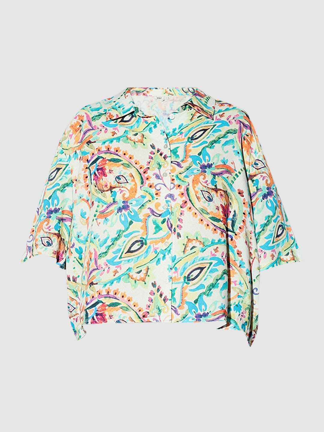 White Floral Loose Fit Shirt