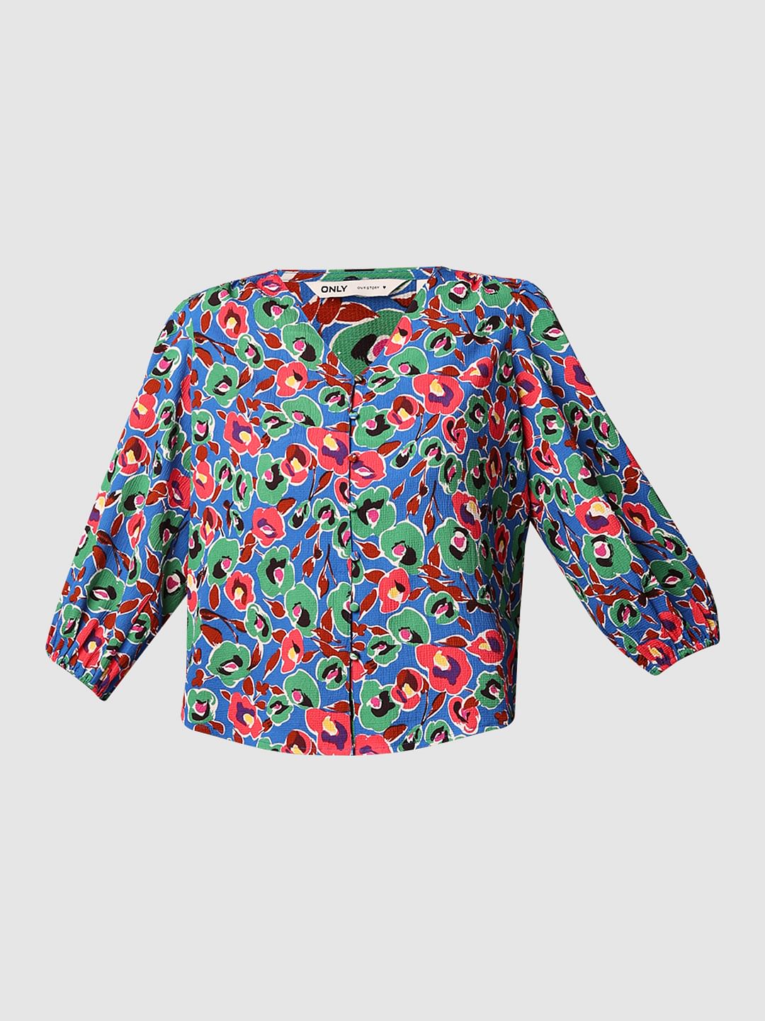 Blue Floral Printed Top