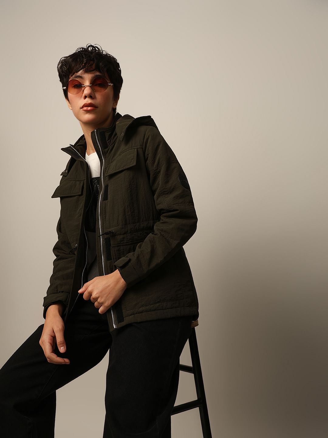 Dark Olive Winter Hooded Jacket
