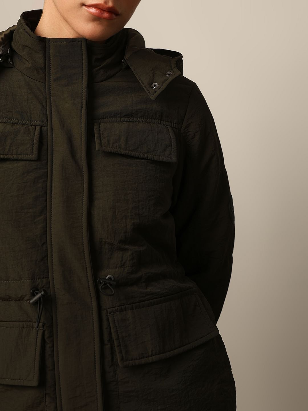 Dark Olive Winter Hooded Jacket