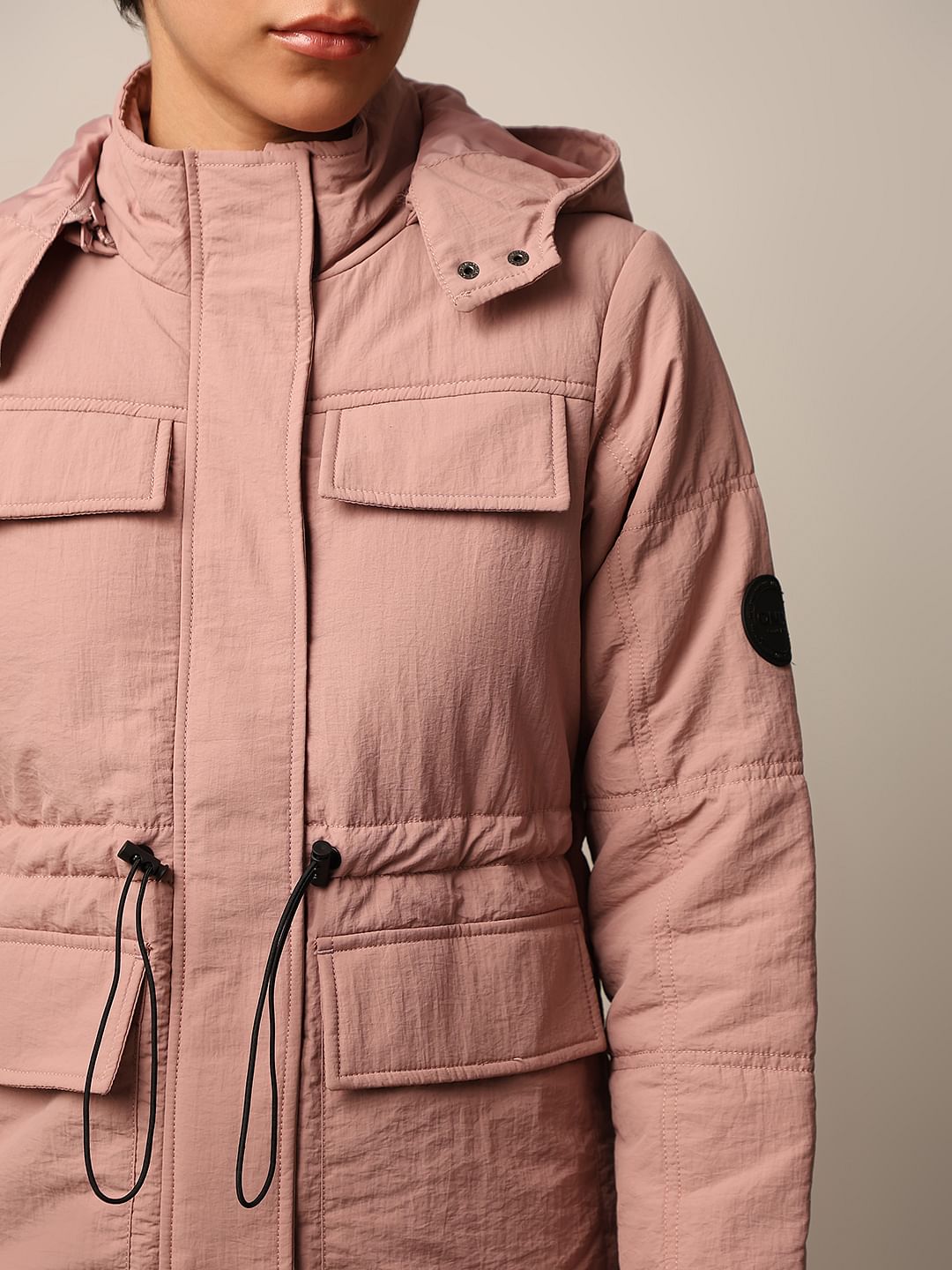 Pink Nylon Hooded Puffer Jacket