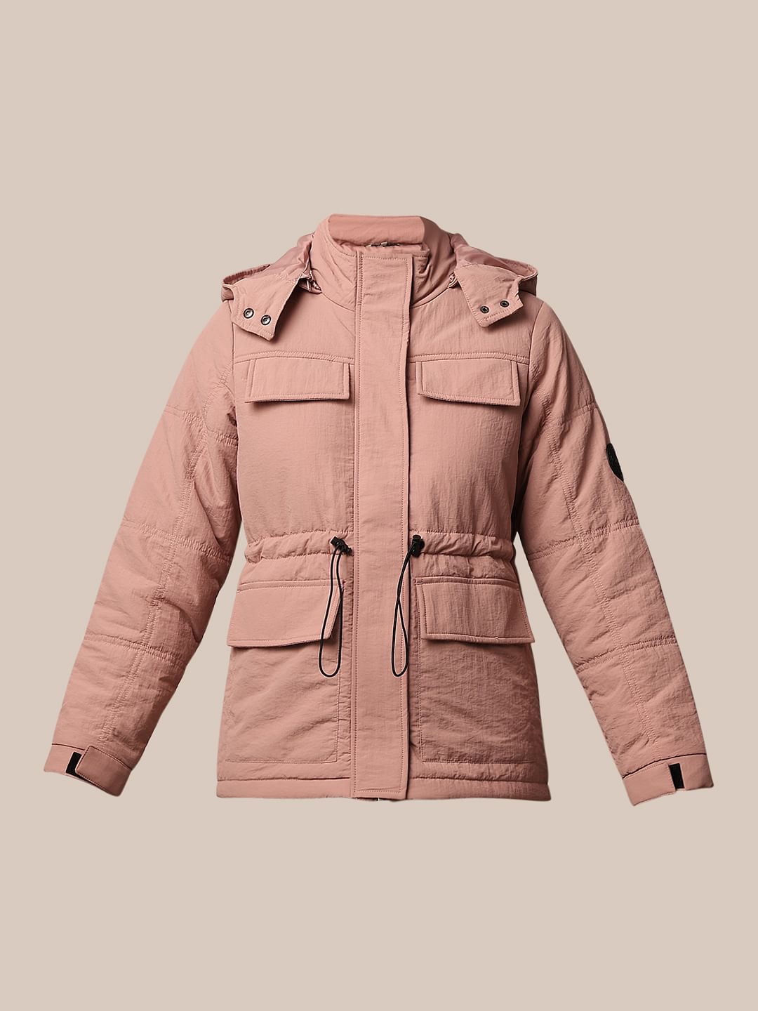 Pink Nylon Hooded Puffer Jacket