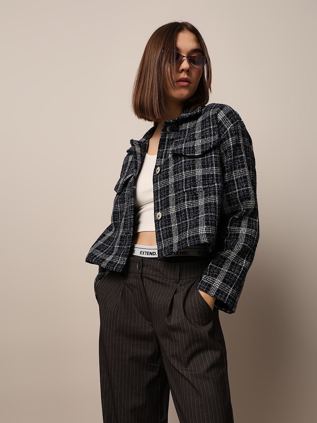 Blue Tweed Textured Jacket