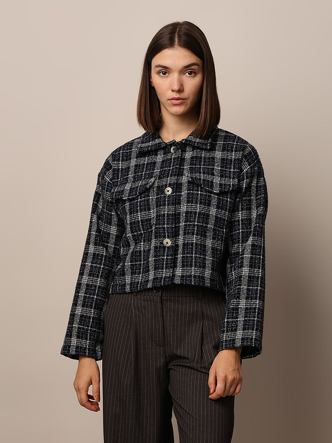 Blue Tweed Textured Jacket