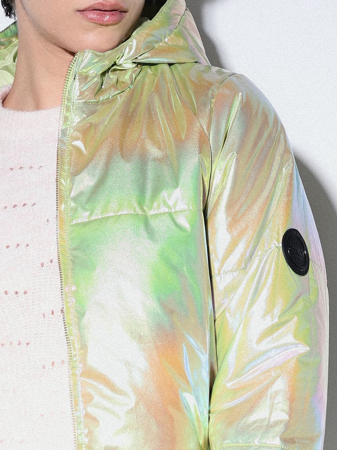 Green Holographic Puffer Jacket