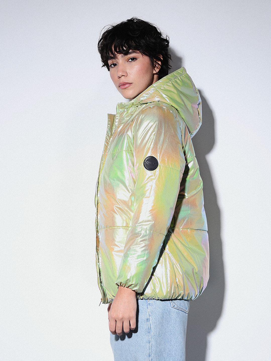 Green Holographic Puffer Jacket