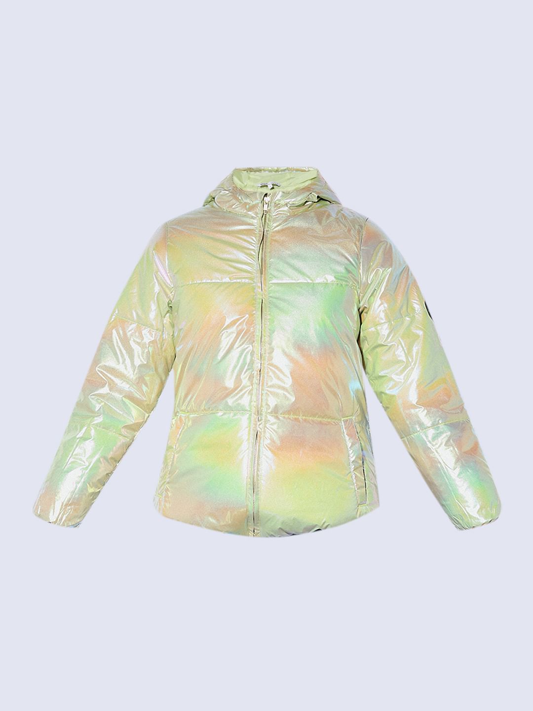 Green Holographic Puffer Jacket