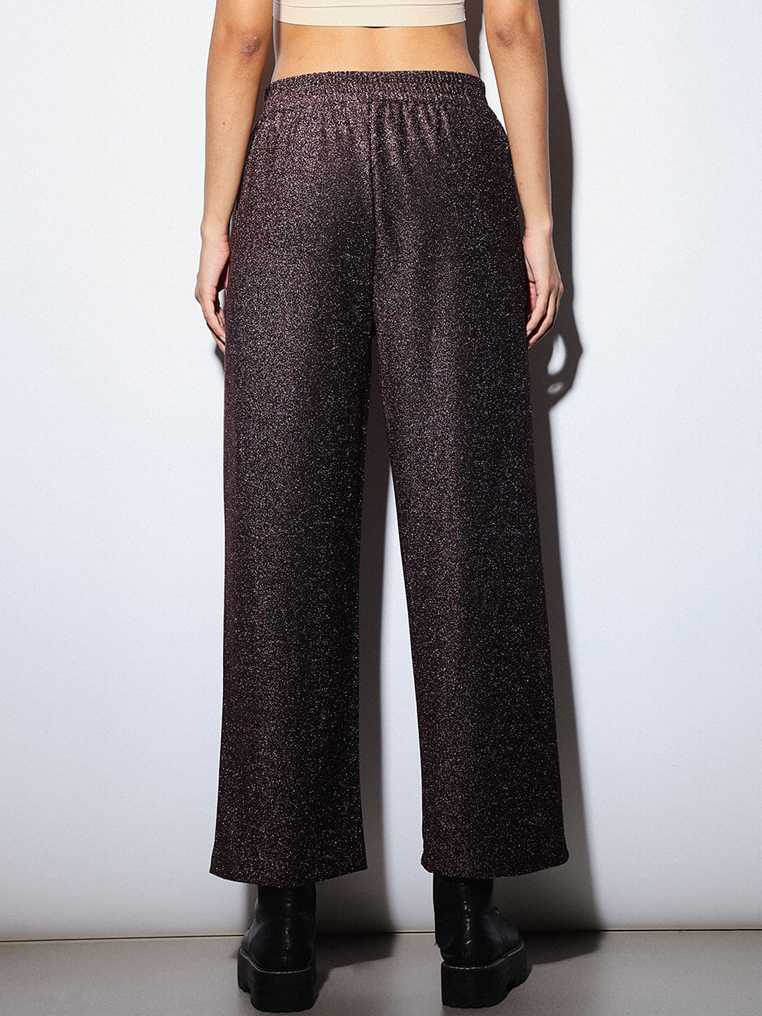 Burgundy Shimmer Co-Ord Set Pants