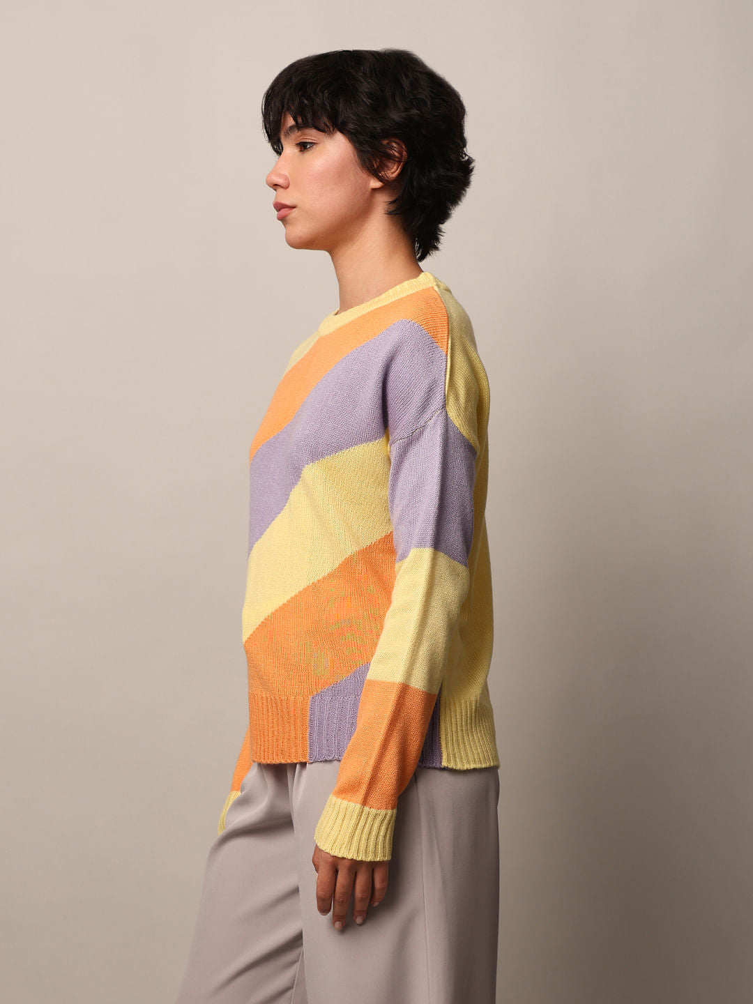 Yellow Colourblocked Pullover