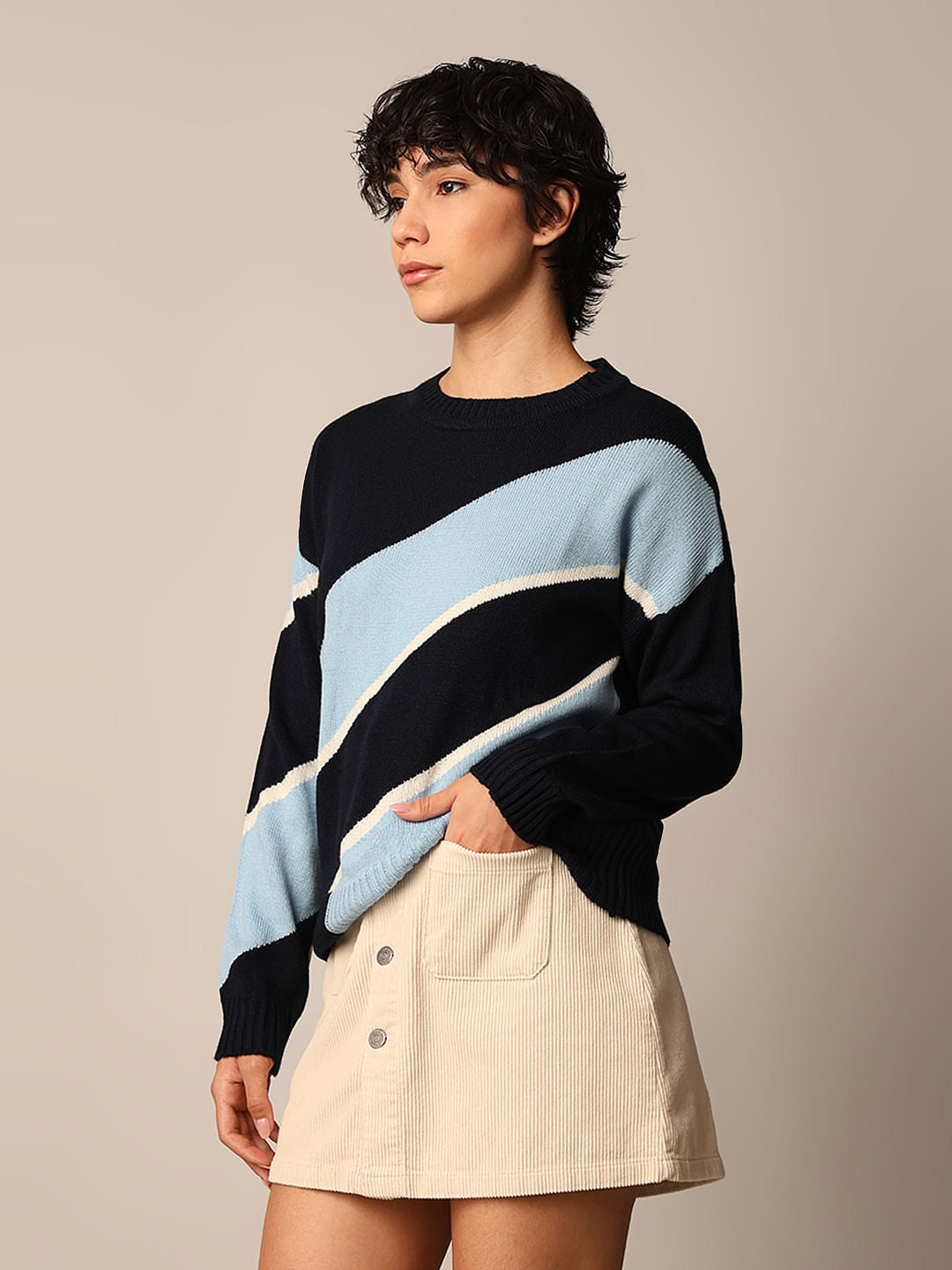 Black Colourblocked Pullover