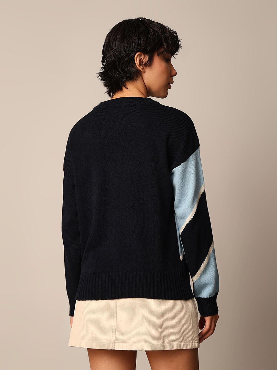 Black Colourblocked Pullover