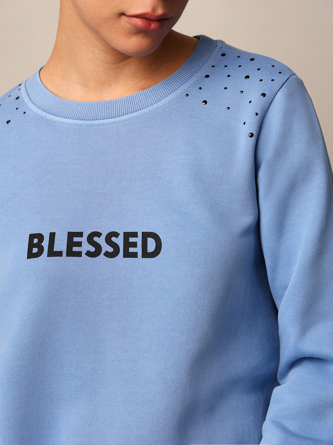Blue Stud Detail Sweatshirt