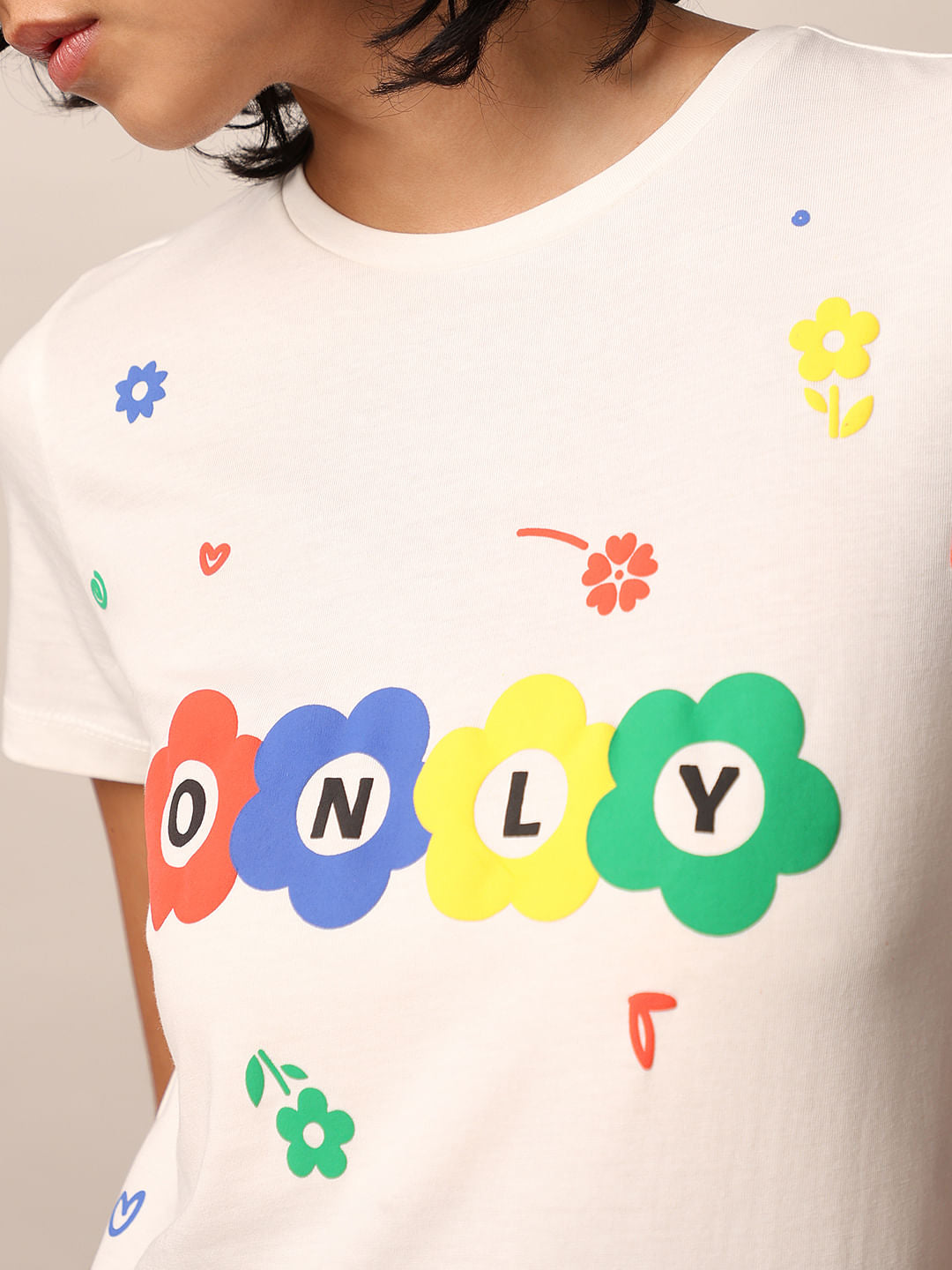 White Printed Cotton T-Shirt