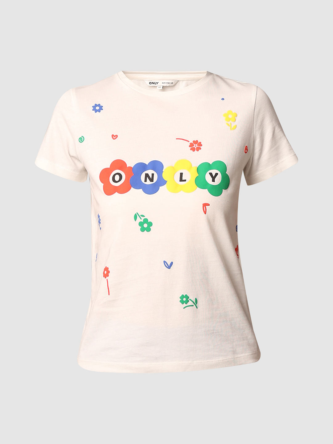 White Printed Cotton T-Shirt