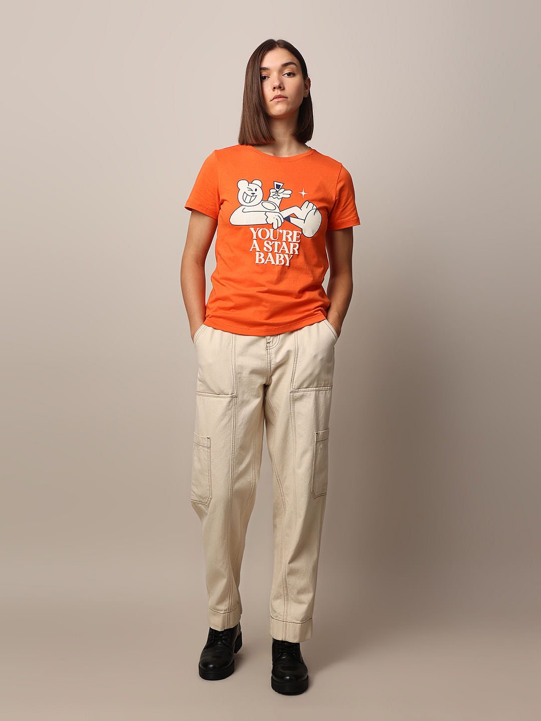 Red Printed Cotton T-Shirt