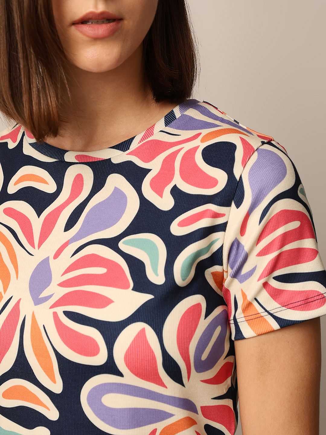 Blue Floral Print T-Shirt