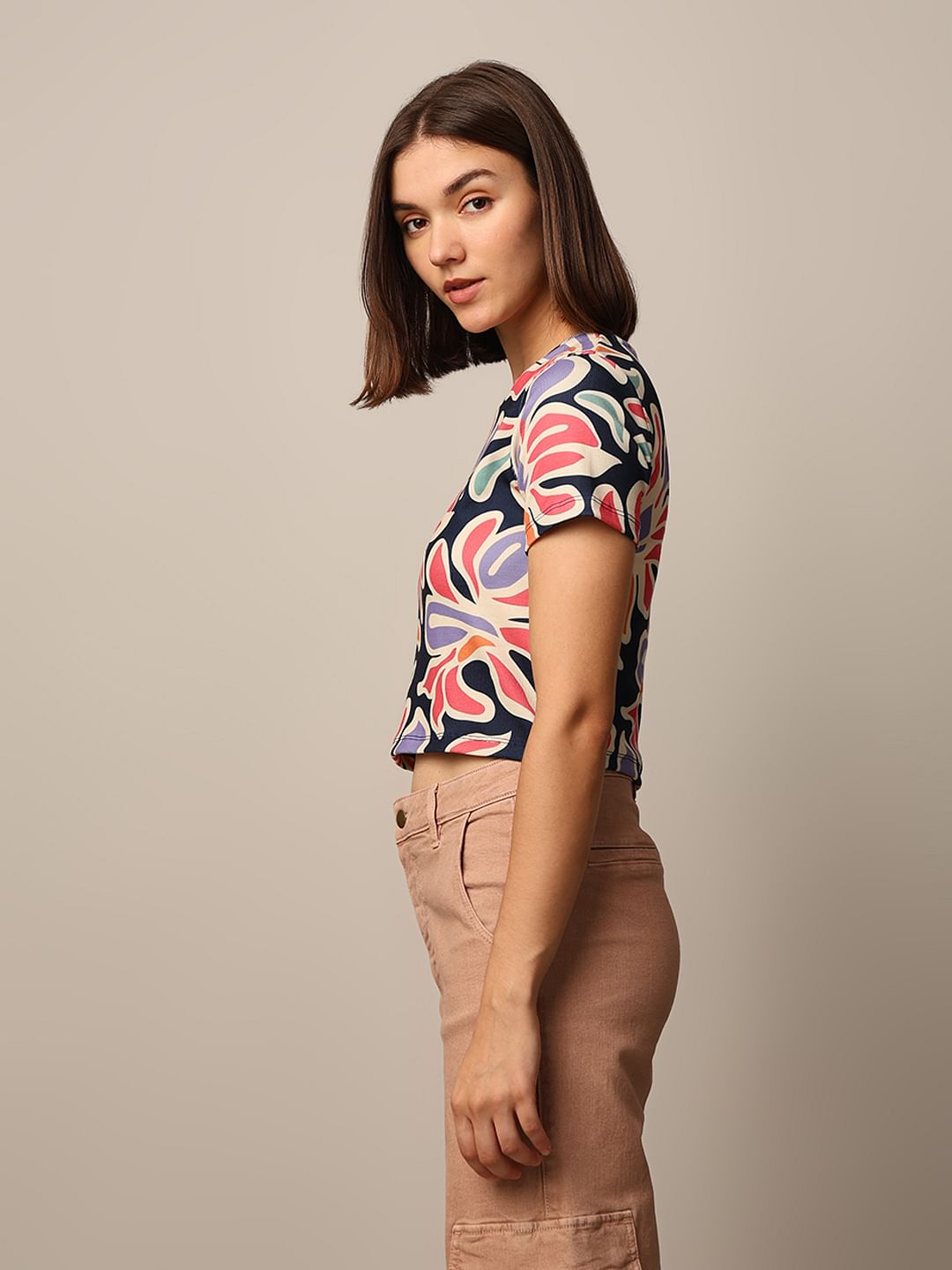 Blue Floral Print T-Shirt