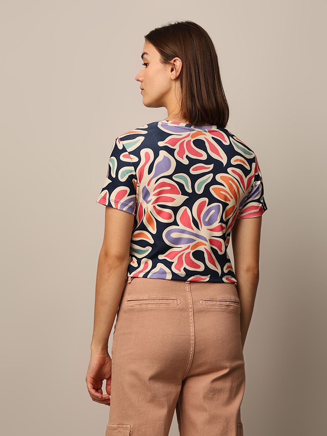 Blue Floral Print T-Shirt