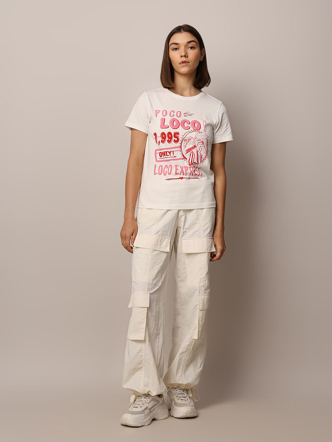 White Printed Cotton T-Shirt