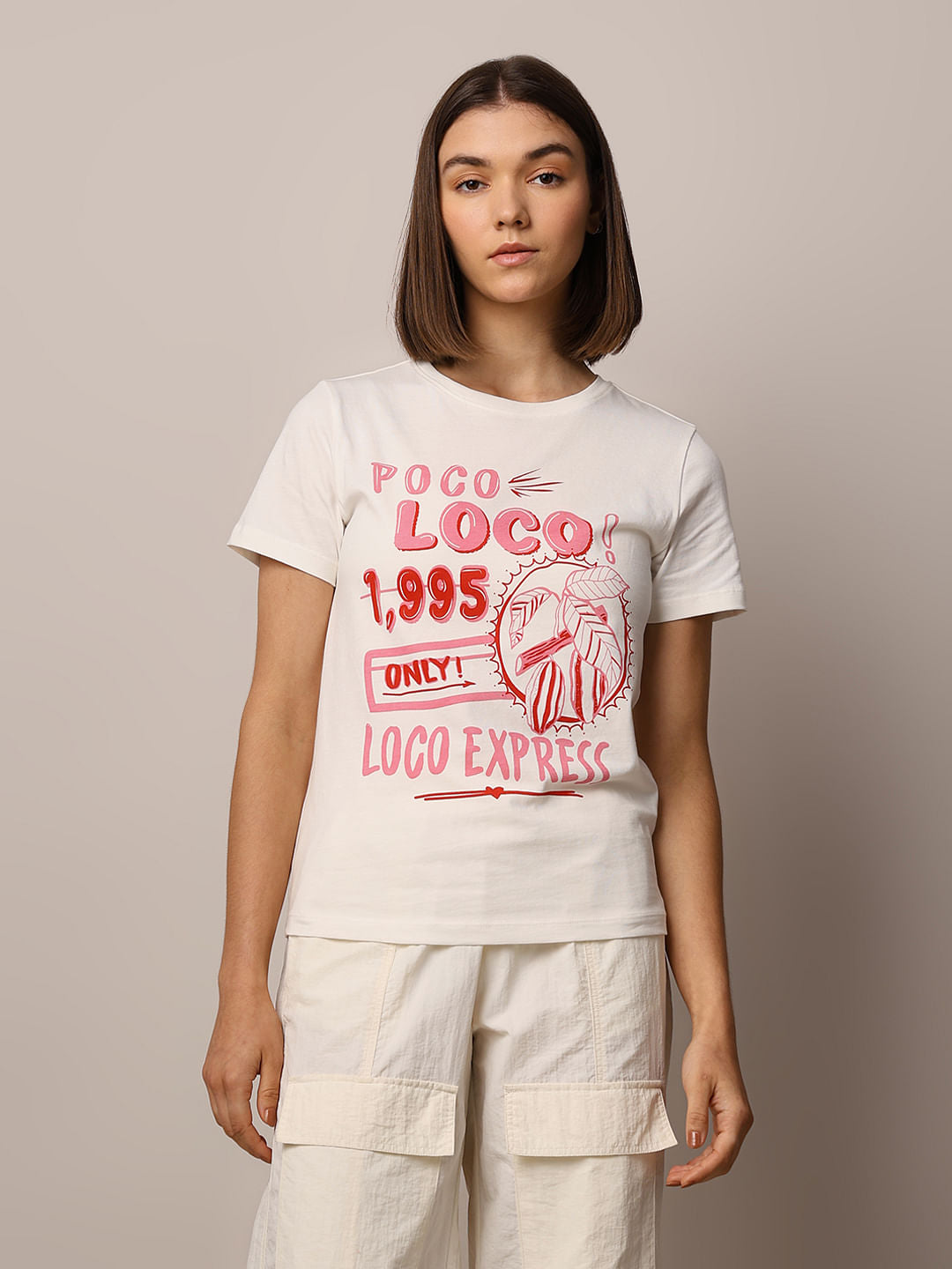 White Printed Cotton T-Shirt