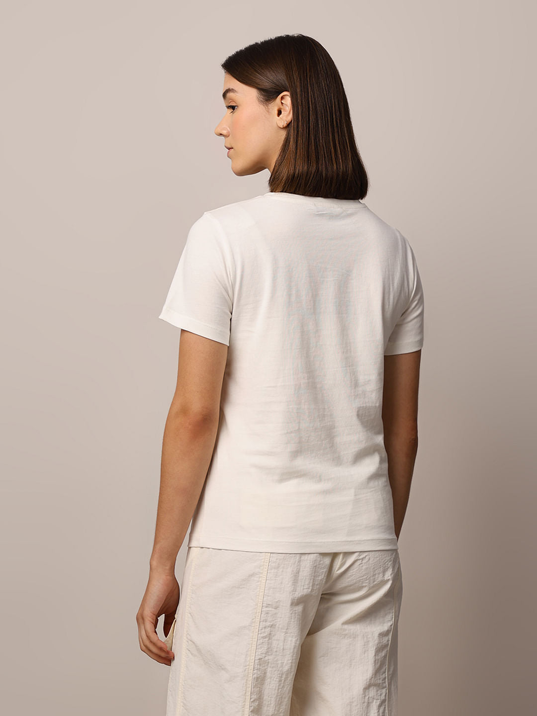 White Printed Cotton T-Shirt