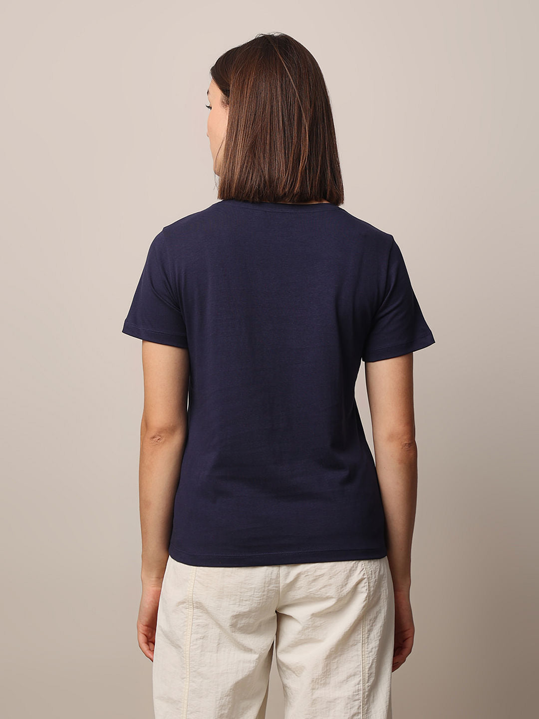 Blue Printed Cotton T-Shirt