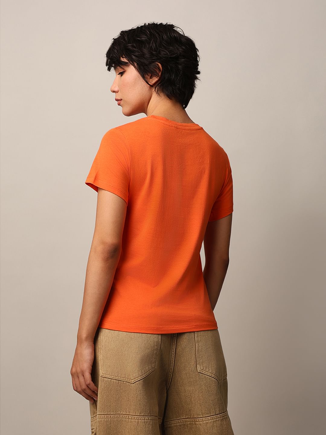 Orange Graphic Print T-Shirt