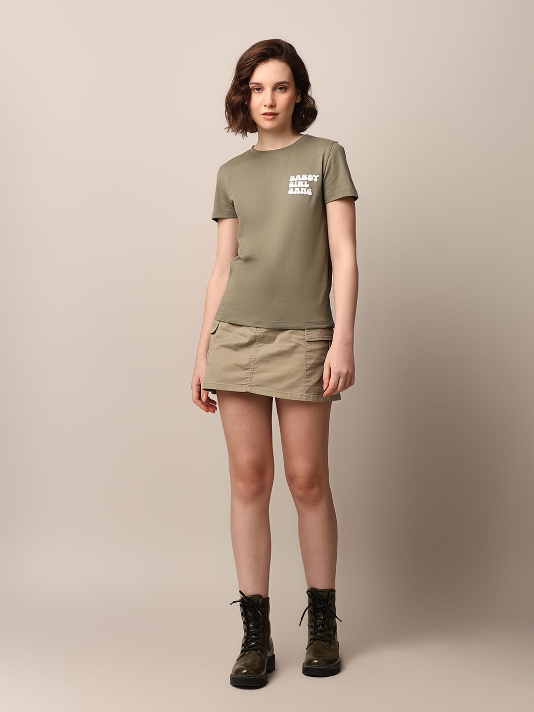 Green Printed Cotton T-Shirt