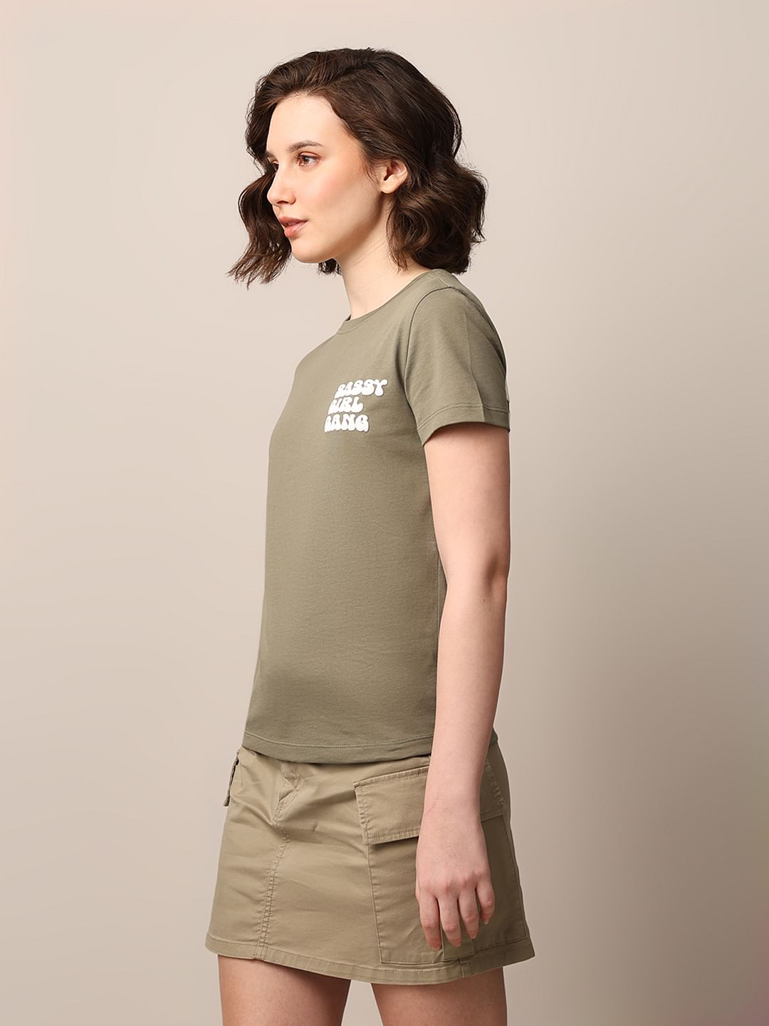 Green Printed Cotton T-Shirt