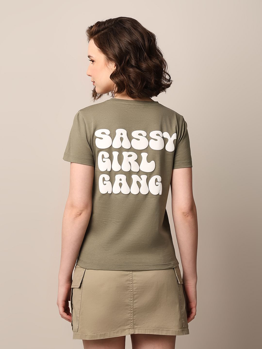 Green Printed Cotton T-Shirt