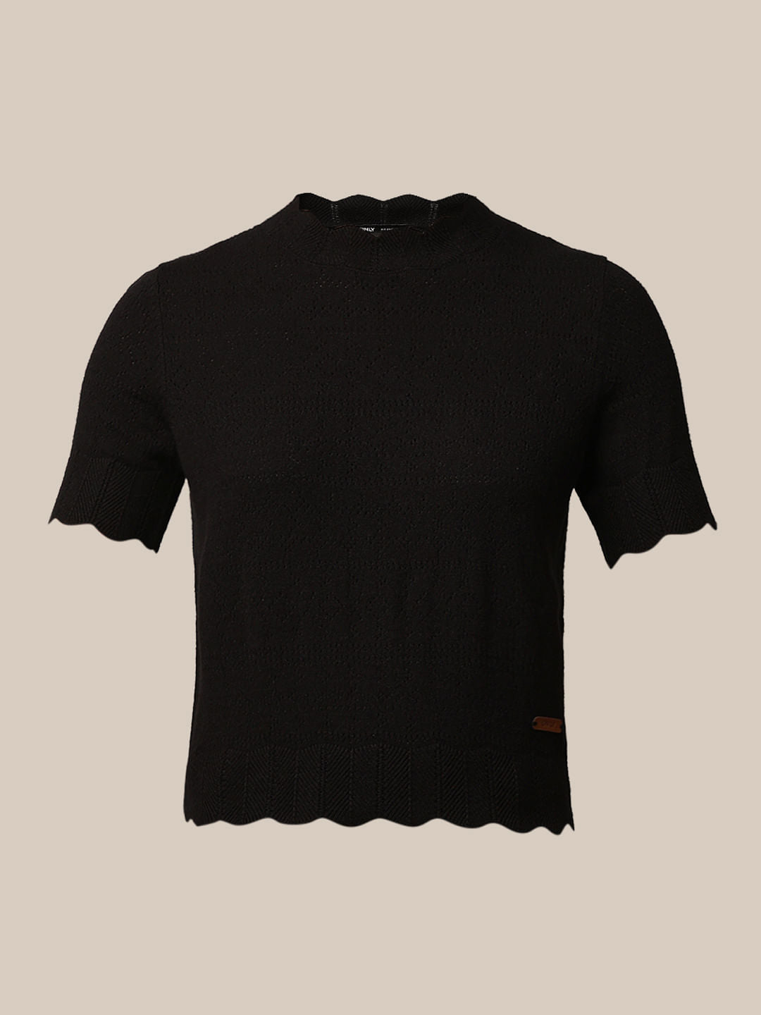 Black Pointelle Knit Top